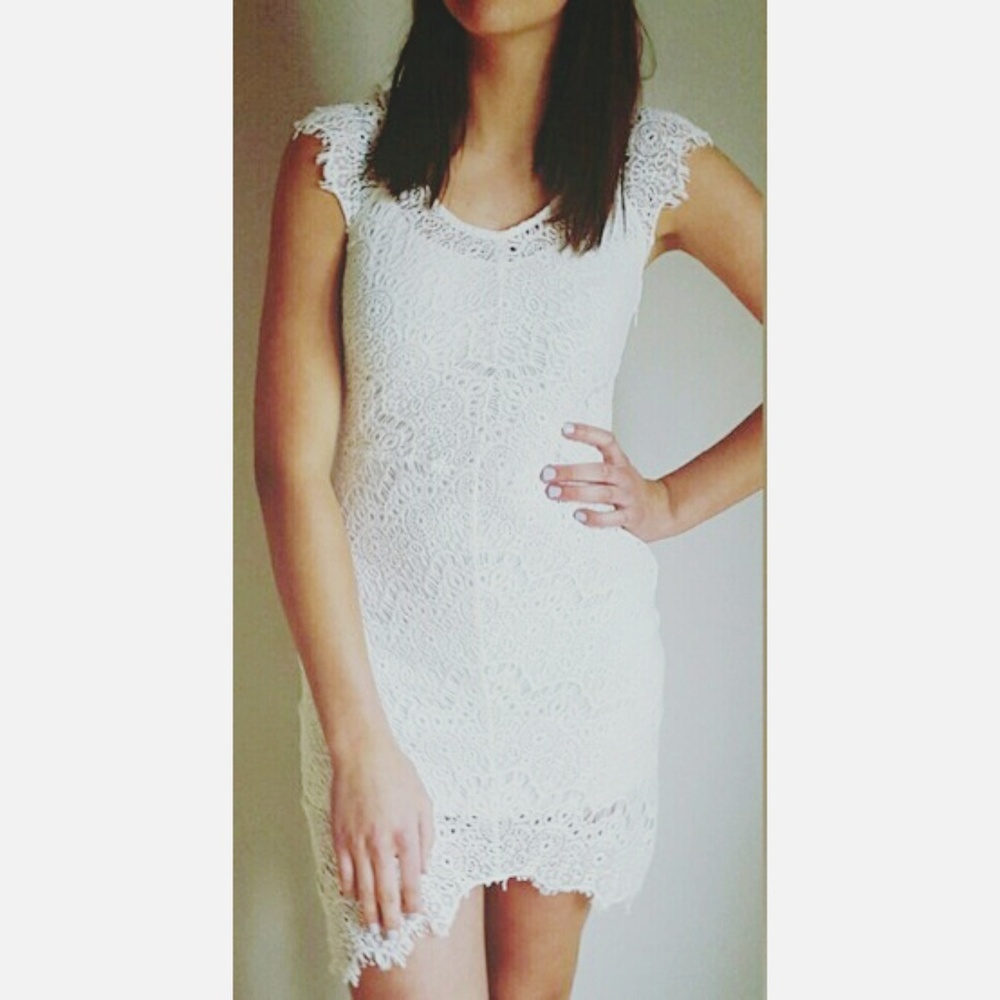 Anthropologie White Lace Mini Dress by Dulcie